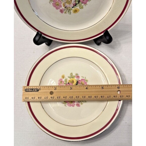 Edwin Knowles Semi-Vitreous China Bread Dessert Plates Lot Of 4 Floral 6" USA - Picture 2 of 5